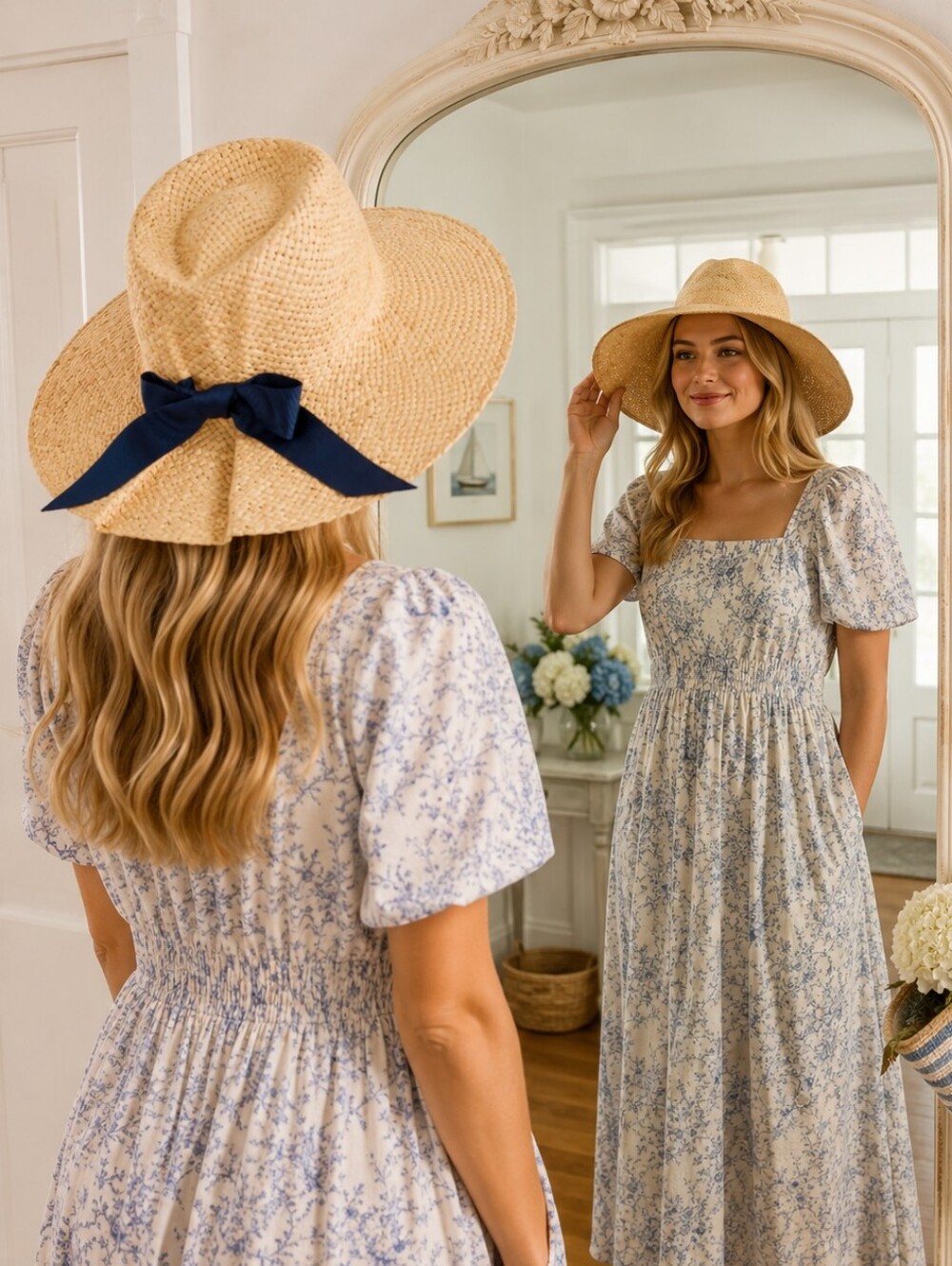 Talbots Adjustable Raffia Bow Sun Hat Cottagecore Coastal Summer Women's 0/S NWT